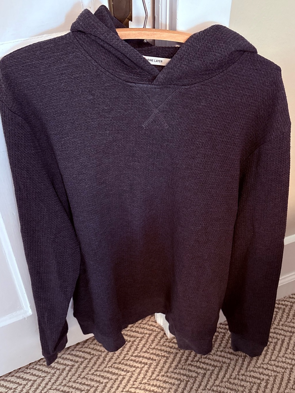 Marine Layer Men's Dark Charcoal Hooded Sweatshirt
